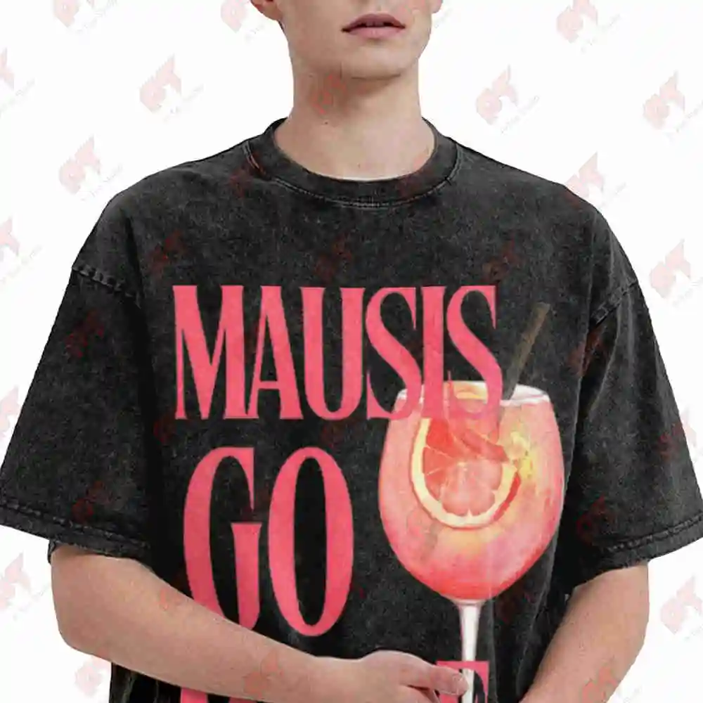 Mausis Go Malle Cocktail Vintage Washed Tee Pure Cotton T-Shirt