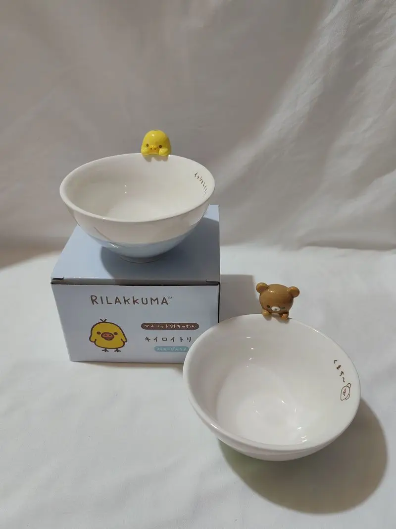 Cartoon Ceramic Bowl Corner Biologic Animal Rice Bowl Rilakkuma Doll 3d Rice Bowl Toy Collectible Figure Kitchen Diningware