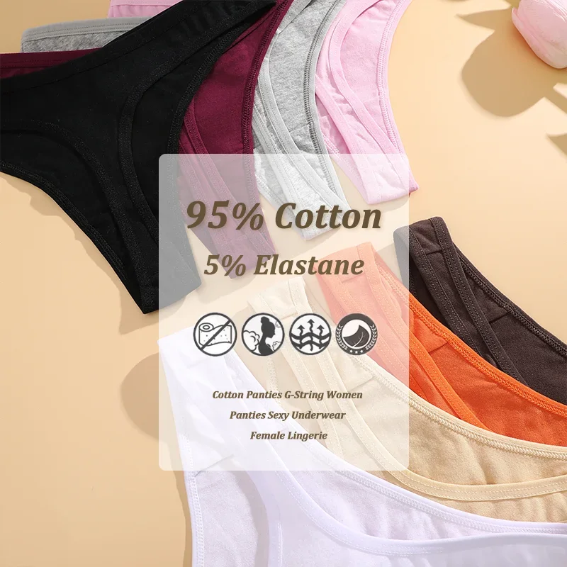 3Pcs/Set Seamless Thong Cotton Women Thin Strap Low Waist High Flexibility Pant… - Image 5