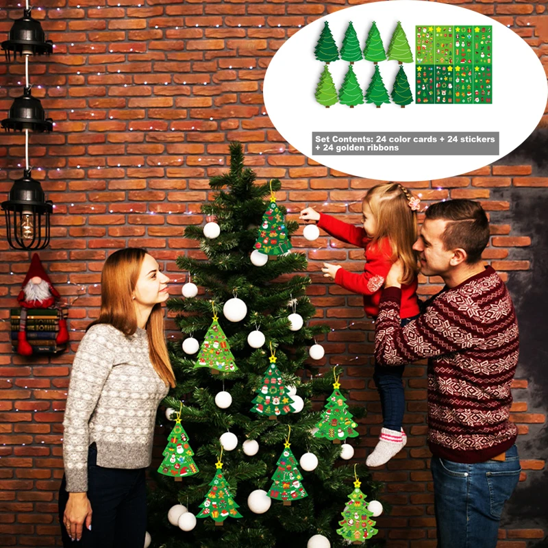 4-24 قطعة من ملصقات ألغاز عيد الميلاد DIY لصنع بطاقات تهنئة العطلات لأنشطة حفلات عيد الميلاد ومستلزمات العطلات