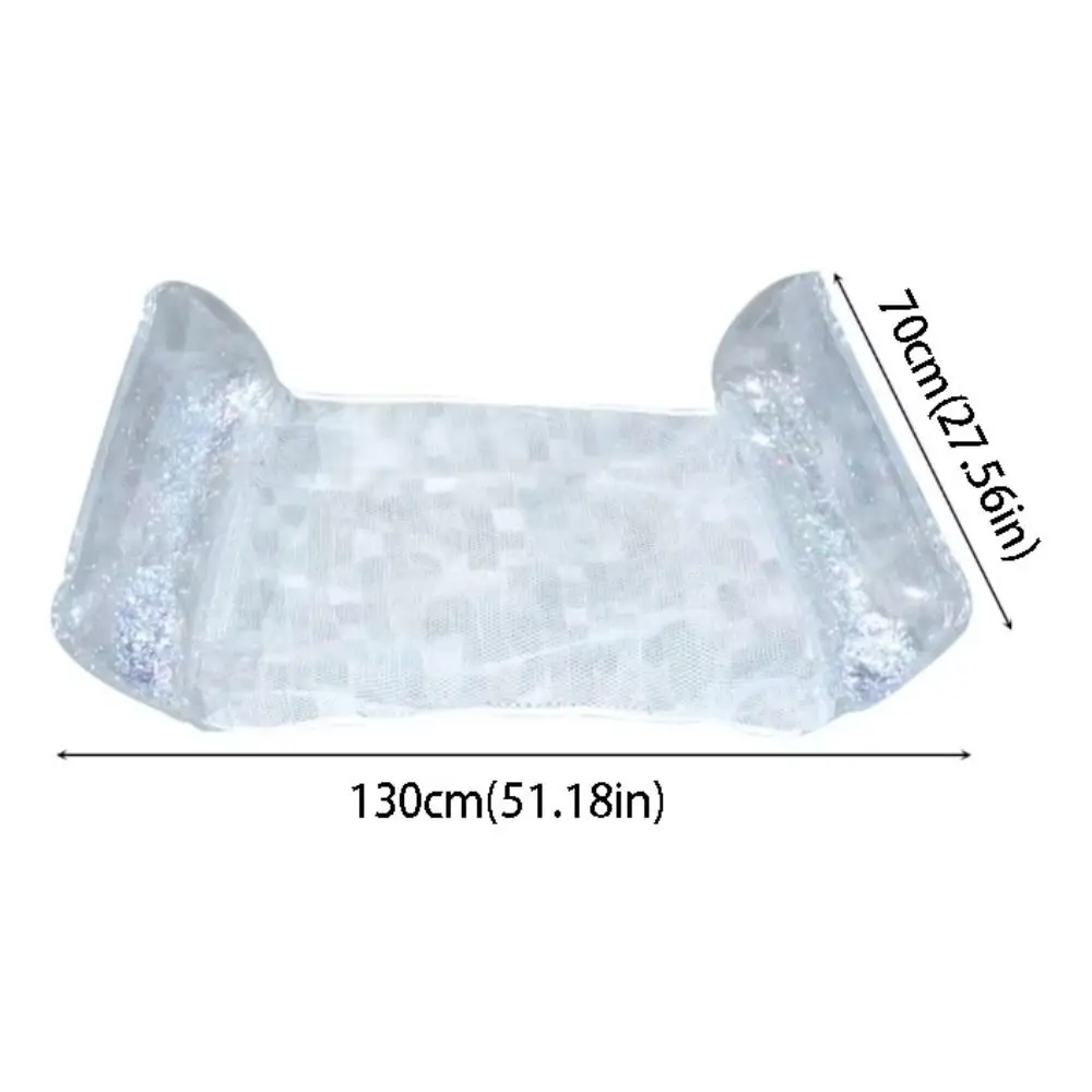 Foldable Inflatable Water Hammock Durable PVC Transparent Glitter Pool Float Stripe Pattern Inflatable Design Pool Hammock image 6