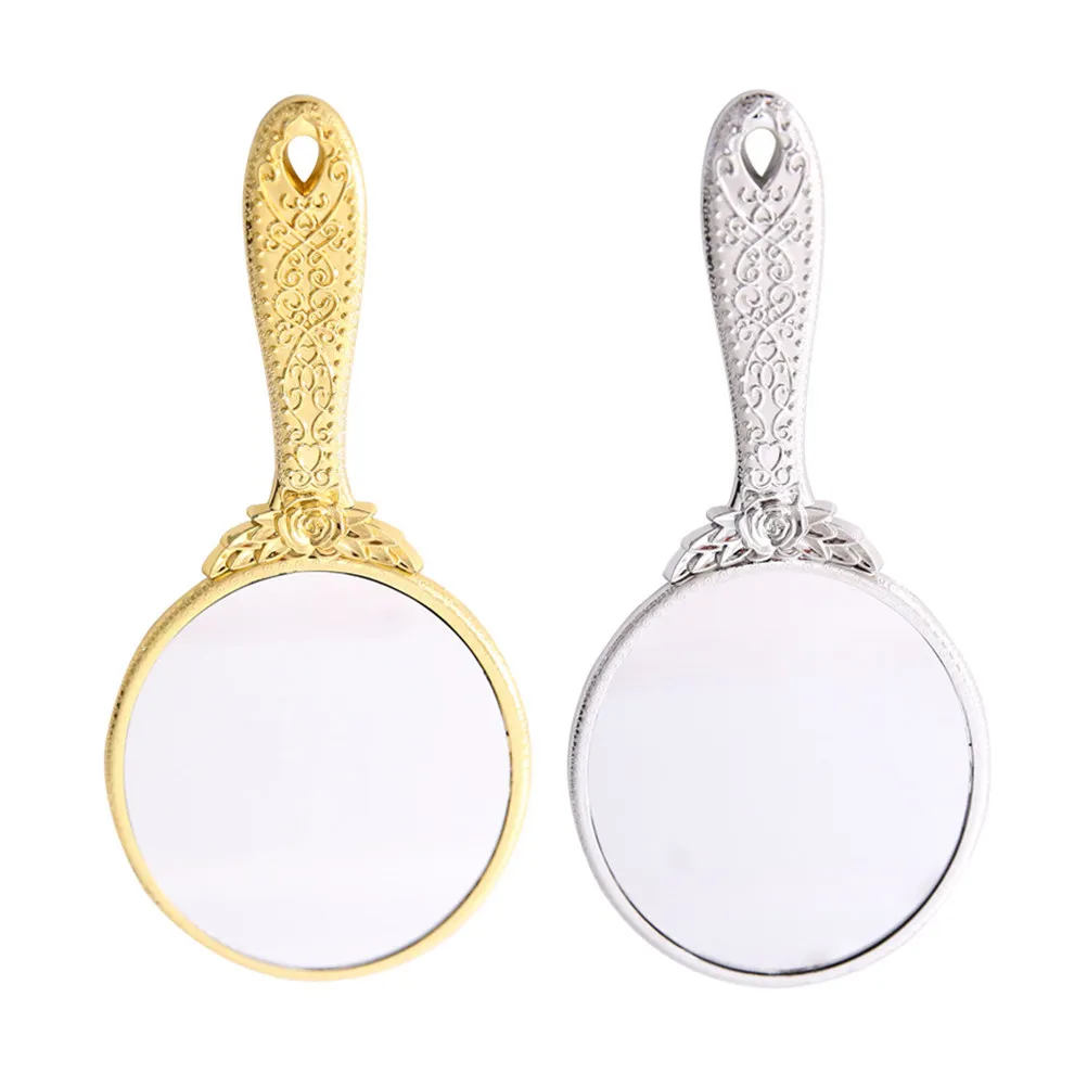 

2 шт. винтажных круглых ручных зеркал для макияжа, портативный компактный инструмент для путешествий, для женщин