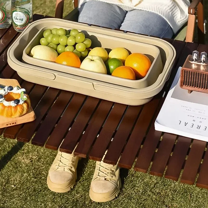 Outdoor Picnic Basket with Table Board, Foldable, Multifunctional, Large Capacity, Storage Supplies