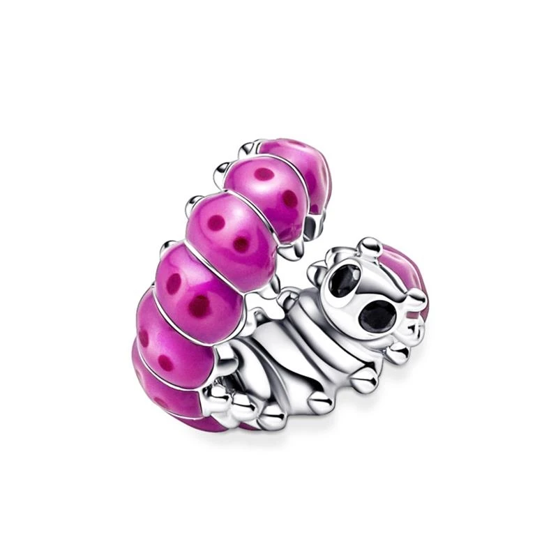 Vendita calda carino caterpillar arricciato branello di fascino adatto originale europeo 925 braccialetto in argento sterling braccialetto fai da te creazione di gioielli regalo