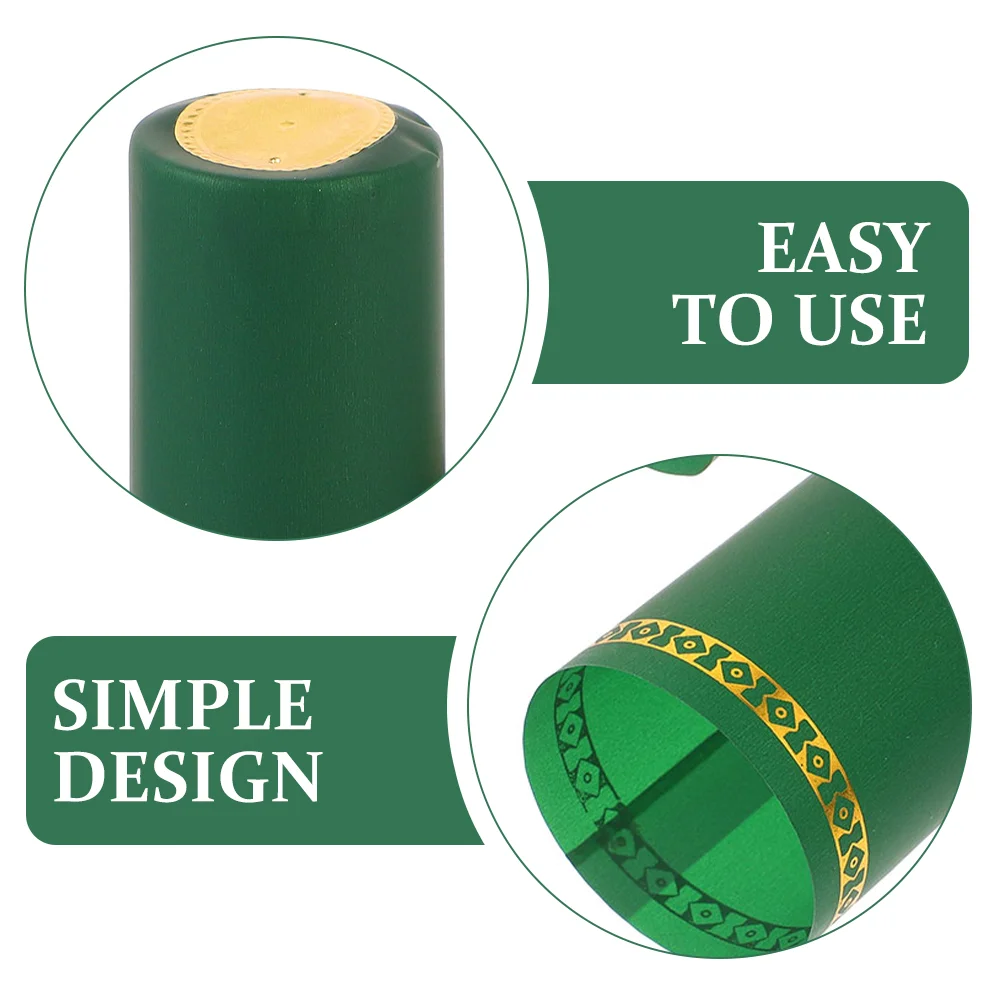 50pcs Heat Shrink Bottle Sealing Caps 33mm Diameter 50mm Height Green PVC Film Covers Stopper Protects Flavor