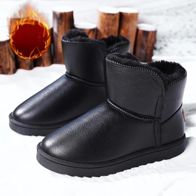 

Мужские ботинки, зимние теплые плюшевые ботильоны, уличные водонепроницаемые зимние ботинки из искусственной кожи, хлопковая обувь для мужчин, новинка 2023 года, модные