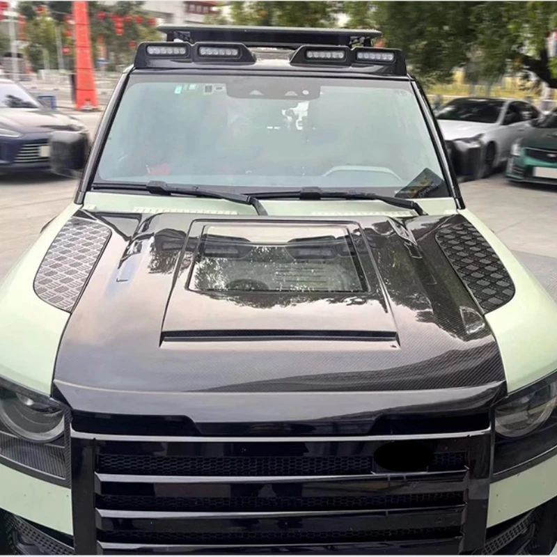 Dry Carbon Fiber Engine Cover for Land Rover Defender 2020-2023 modified Bonnet hood scoop body kit Car Accessories