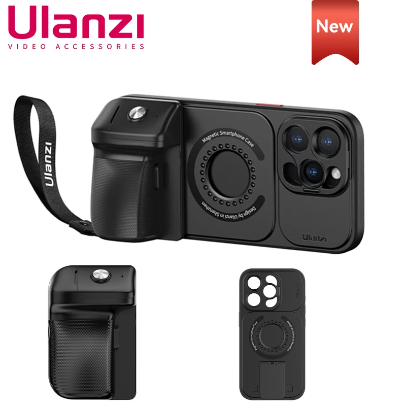 Ulanzi O-LOCK Phone Video Kit for iPhone 15 Pro/Pro Max 15M Remote Selfie Booster Magsafe Phone Case Grip Handle Kit Vlog Tool