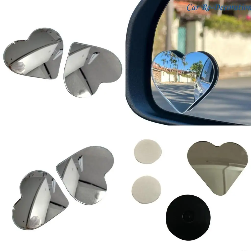 

R58D Car Accessories Heart Shaped Convex Rearview Side Mirror Blind Spots Mirrors