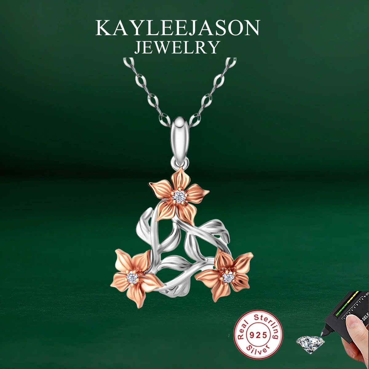 Elegant 925 Silver Moissanite Pendant Neckalce Bouquet Romantic Flower Language DIY Gifts Aesthetic Flowers Solitaire Choker