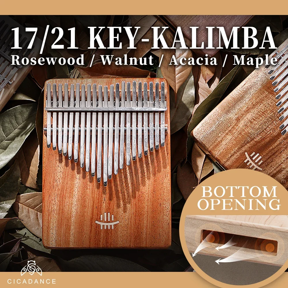 17/21 Key Kalimba Bottom Sound Hole Calimba Professional Thumb Piano Keyboard Musical Instrument With Accessories Gifts Idea