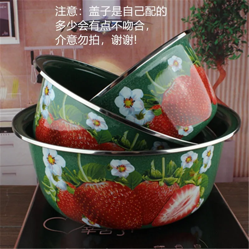 Nordic Extra Thick Enamel Basin Enamel Bowl Mixing Basin Deepening Multi-purpose Basins Washing Vegetable Basins Flavor Bowls