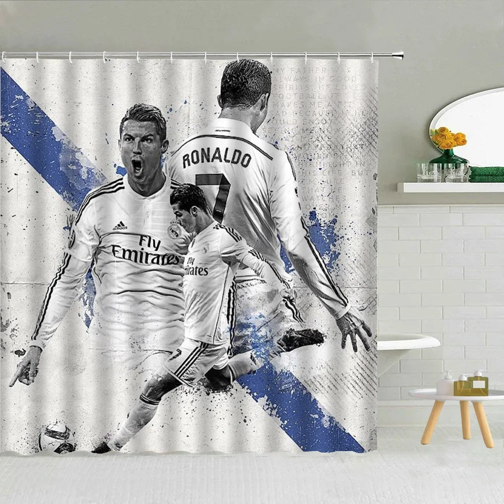 CR7 Curtains in the Bathroom Accessories Set Shower Bath Curtain for Quarto Folding Partition Bedrooms Houses Rooms Waterproof