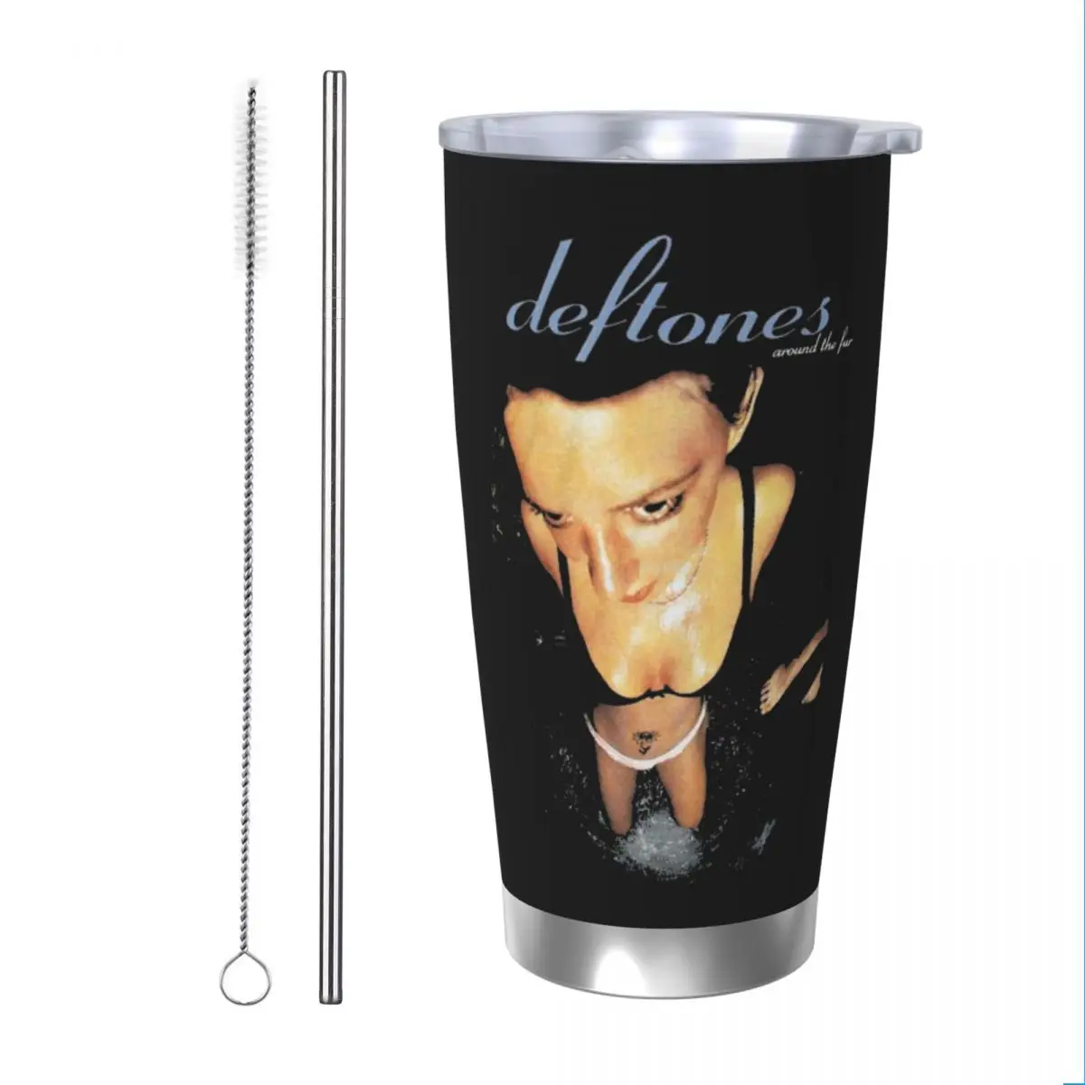 Deftones Punk Hip Hop Tumbler Vacuum Insulated Coffee Cups with Lid Straw Travel Outdoor Mug Hot Cold Drink, 20oz