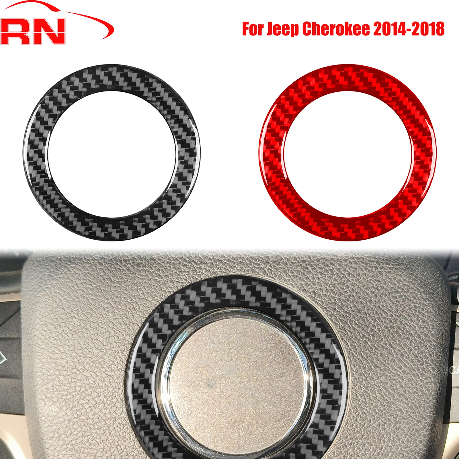 

Для Jeep Cherokee 2014-2018 модифицированный карбоновый руль автомобиля с логотипом, круглые аксессуары для интерьера, декоративная наклейка