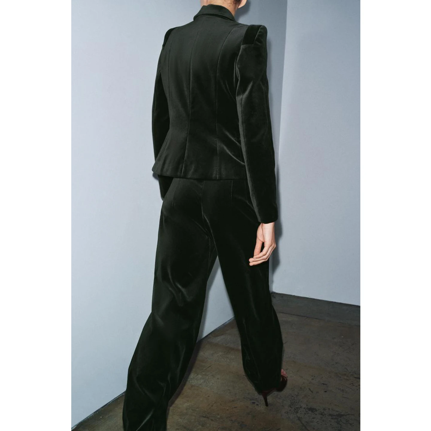 Abito su misura in velluto Jaet Long Sve Pantaloni a campana a vita alta Set Faion da donna Inverno Autunno Pendolarismo Sle