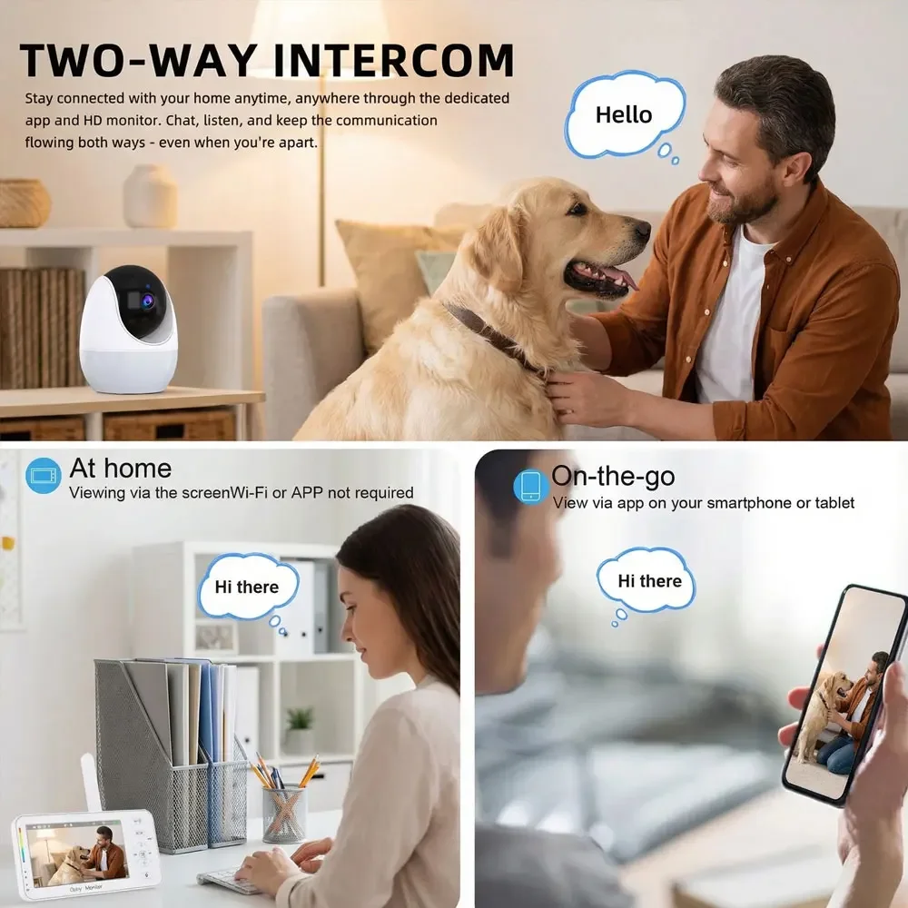4.3 Inch Baby Monitor IP Camera Video Night Vision Two Way Talk Sound Detection Lullabies Portable Parent Newborn Toddler Home