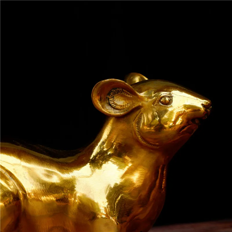 Pure Copper Mouse Decoration Zodiac Rat Big Mouse Lucky Rat Living Room Fortune Decoration Golden Rat Copper Mouse