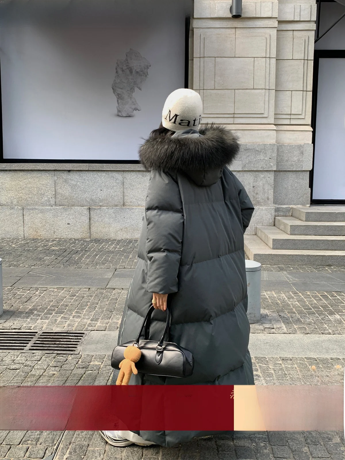 

Women's Thiened Mid-Length down Jaet with Hood White Du Feather Coat Warm Winter Coat Quo Quo Yang Retro Commute Sle