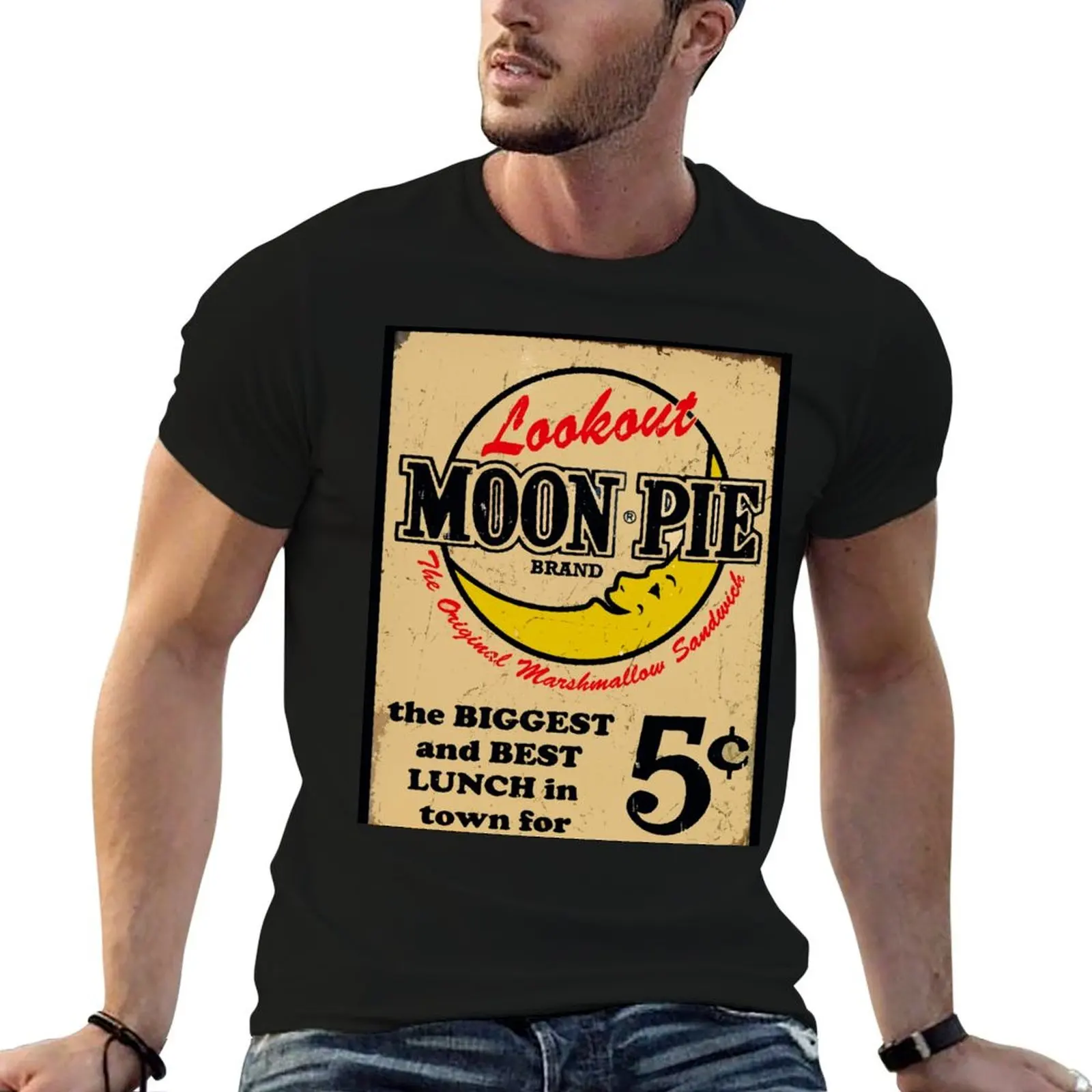 MOON PIE VINTAGE ADVERTISEMENT SIGN TYPOGRAPHY T-Shirt Lightweight Gym Training T-Shirt