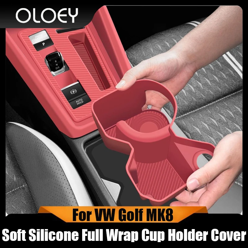 

Soft Silicone Full Wrap Cup Holder Cover for VW Golf MK8 - Durable Center Console Protector Accessories Car Interior Organizer