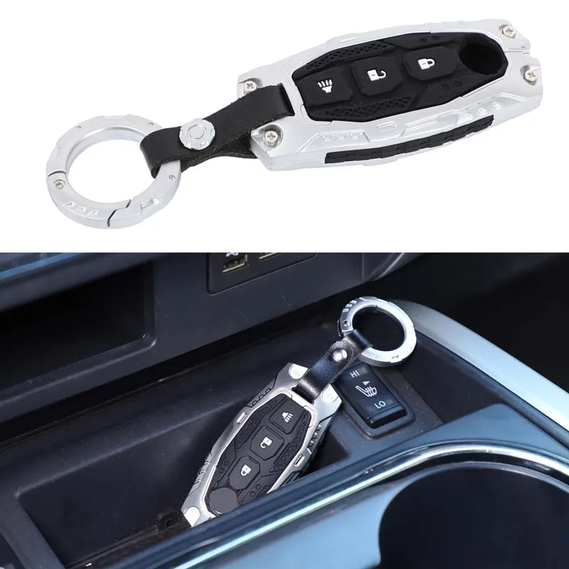 

For Nissan Titan 2016-2023 Car Key Decoration Shell+Round Buckle Zinc Alloy Silver/Black Car Key Exterior Decoration Accessories