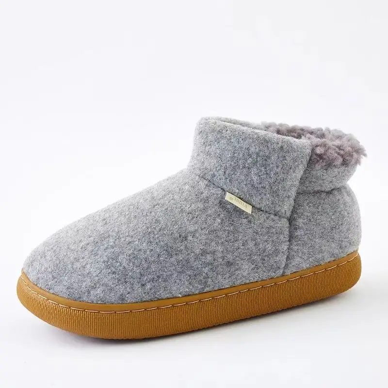 2025 Winter bag with cotton slippers home plus fleece comfortable warm non-slip casual simple men's boots