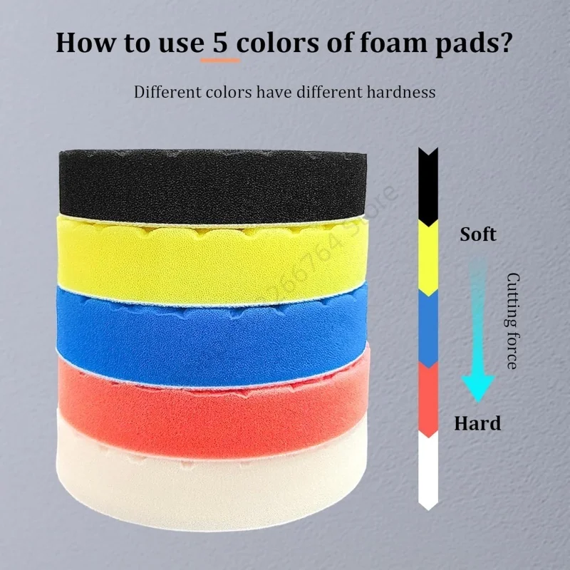 5Pcs แผ่นขัดรถยนต์ชุด Auto 3/4/5/6/7 นิ้ว Self-Adhesive Buffing Waxing ฟองน้ําล้อขัด Pad สําหรับรถขัดเจาะ