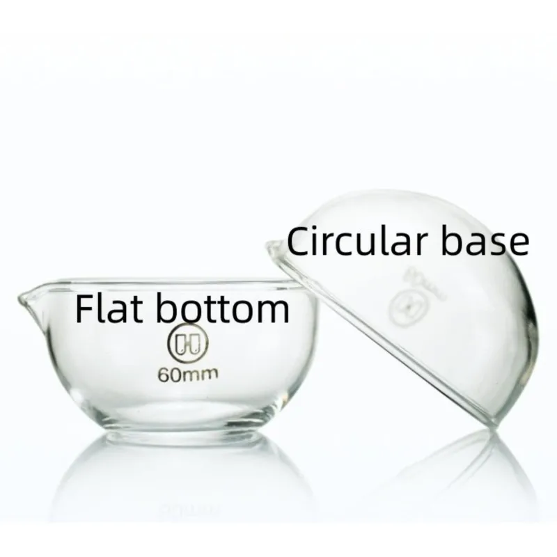 Evaporating Dish Round Flat Bottom Outer diameter 60/90/120/150MM Lab Glass dishes with spout