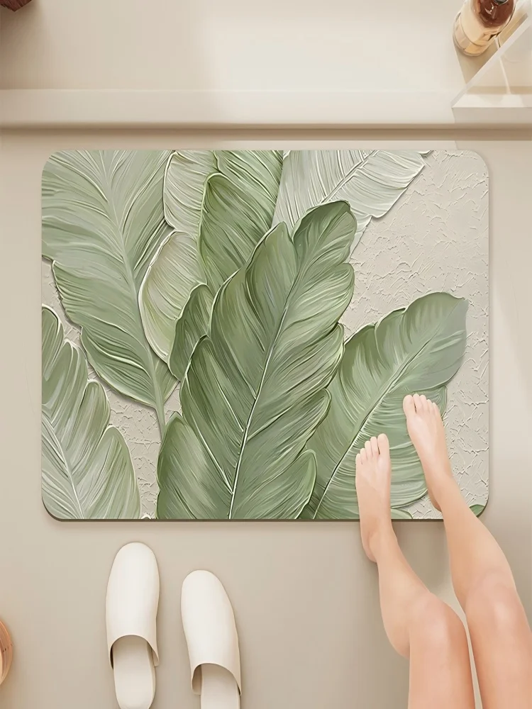 سجادة VIKAMA بسيطة بنمط أوراق الشجر الطازجة لغرفة النوم، غرفة المعيشة، ممسحة المطبخ، سجادة أرضية ناعمة ومريحة لديكور المنزل