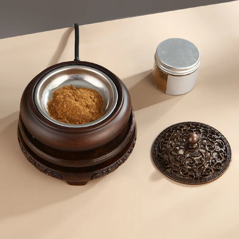Sandalwood Electric Incense Burners Timed Temperature Adjustment Essential Oil Incense Powder Household Temple Worship Office
