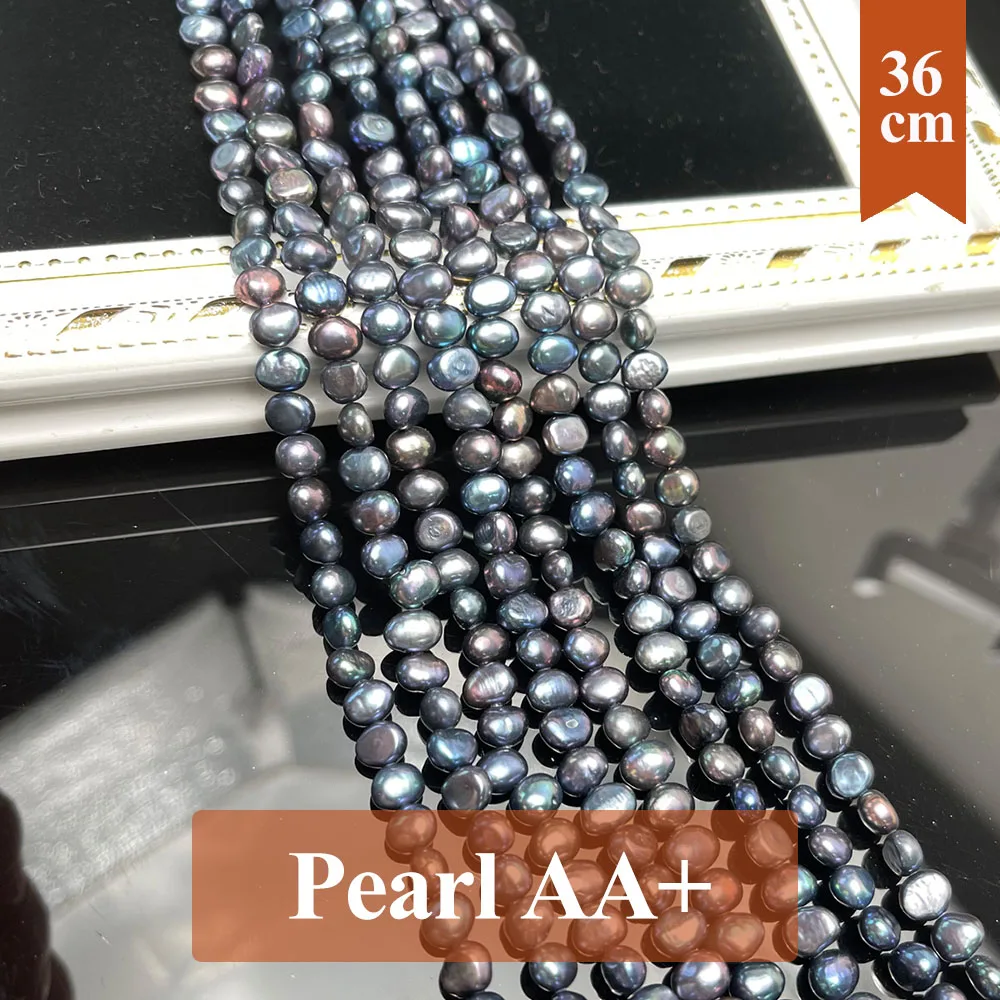 36cm Natural Freshwater Pearl Beads Two Sided Light Black Pearl Loose Spacer Beaded for Making DIY Jewelry Necklace Bracelet