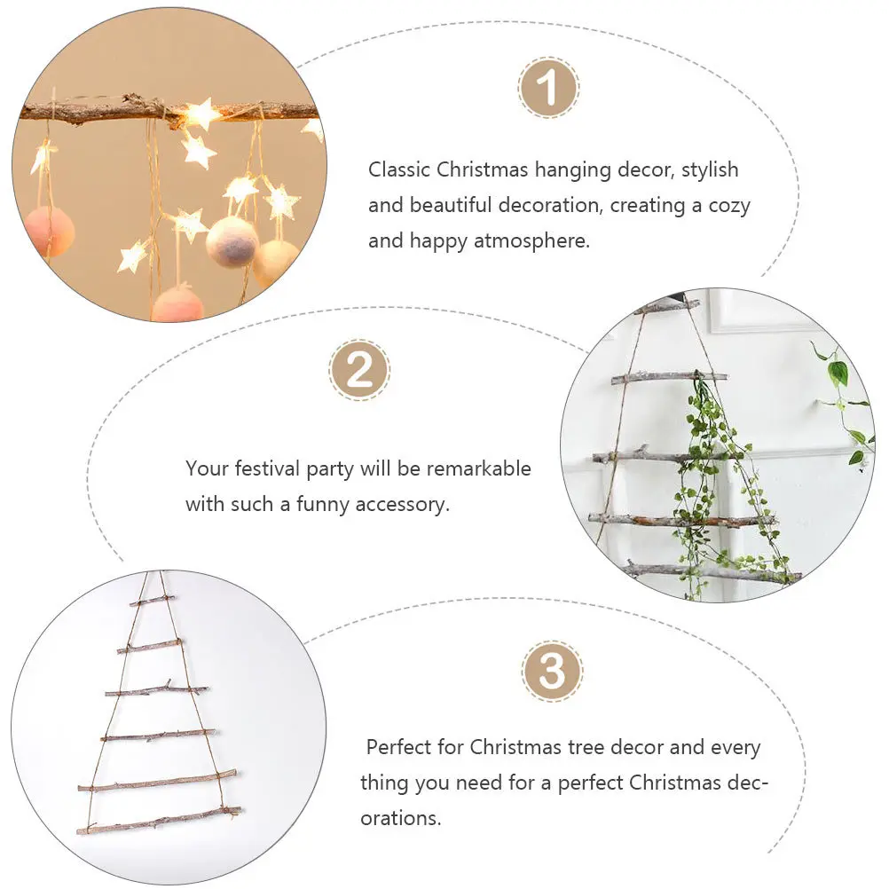 

1Set Wooden Brown Christmas Tree Shape Ornament Hanging Pendant Xmas Decor Festival Wall Hanging Xmas Party Supplies