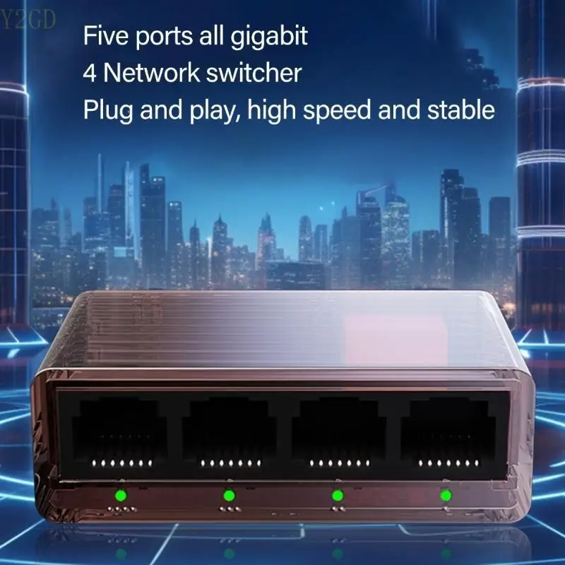 Y2GD trasferimento veloce 5 porta gigabit switcher rete 10/100/1000 Mbps per i giochi e chiaramente in streaming