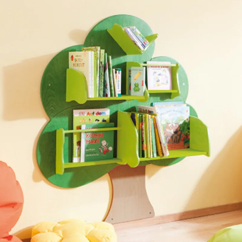 Wooden Storage Display Shelf Bookcase Library Wall Tree Bookshelf Living Room Cabinet