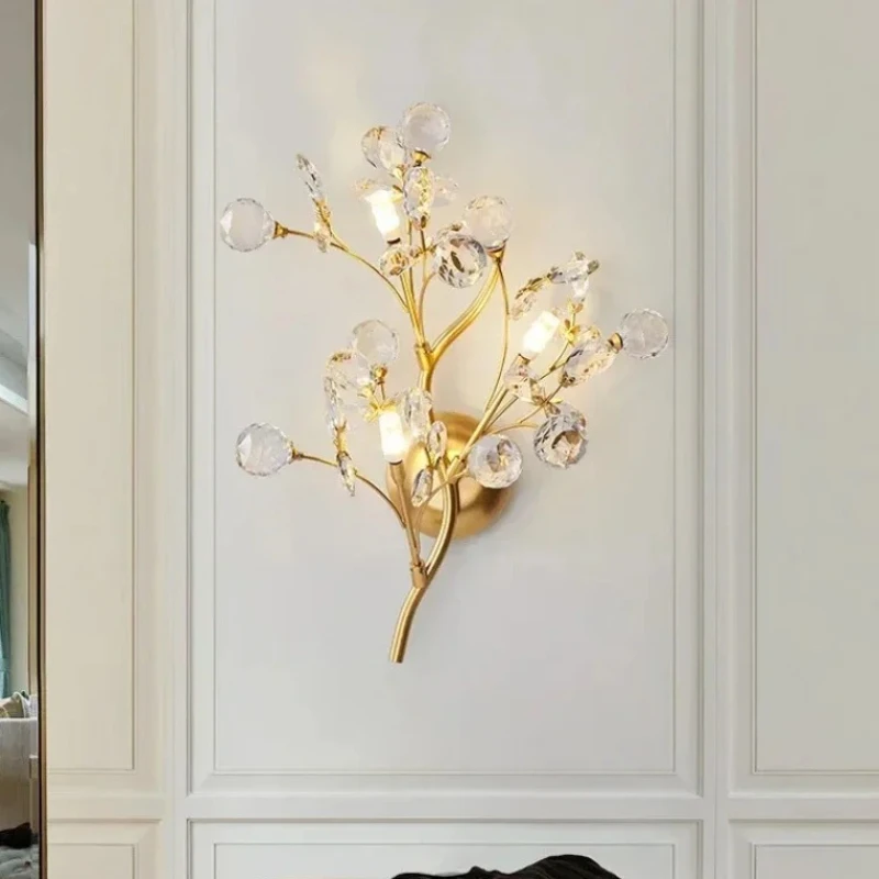 

Retro Crystal LED Wall Lamp Living Dining Room Decoration Home Wall Lights Indoor Bedroom Led Lights Luxury Crystal Wall Light