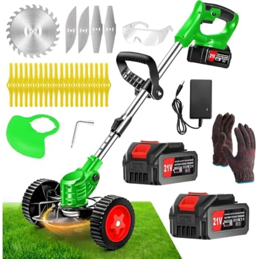

Electric Weed Wacker Cordless Cordless Grass Trimmer, 21V Battery Powered Weed Trimmer, 3 in 1 Brush Cutter/Edger/Mower with 3