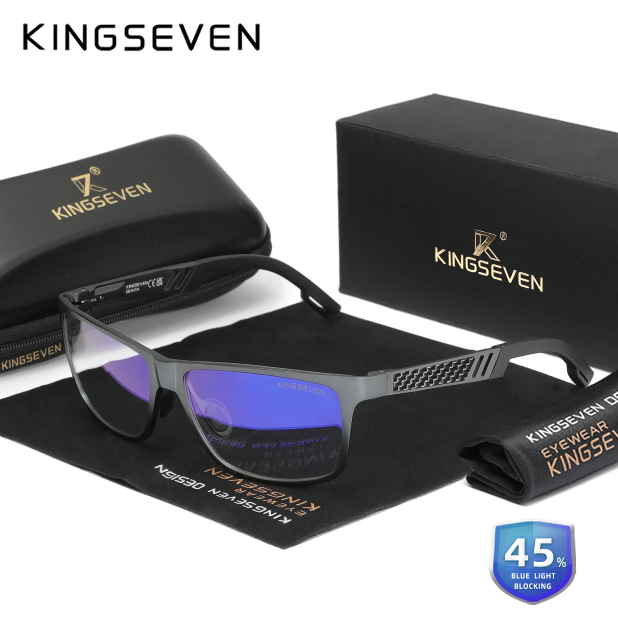 KINGSEVEN Classic Blue Light Blocking Glasses For Men/Women High Quality Aluminum Computer Protection Students Eyeglasses