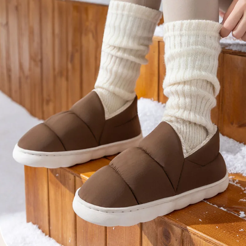 للجنسين الشتاء المنزل أحذية قطنية النساء النسيج الناعم أفخم الأحذية الداخلية الدافئة زوجين المرجان الصوف الغطاء الحراري كعب شبشب منزل #2