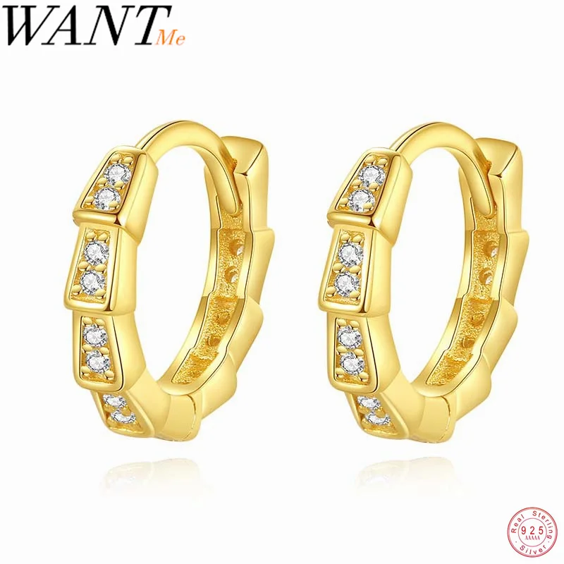 

WANTME 925 Sterling Silver Trendy Geometric Design Huggies Hoop Earrings for Women European Bohemian Charms Ear Buckle Jewelry