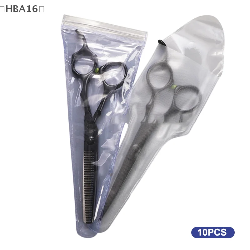 10Pcs Clear PVC Hair Scissor Sleeves After Sharpening Disposable Scissors Sheath Waterproof Packaging Bag Trimming Tool Protect