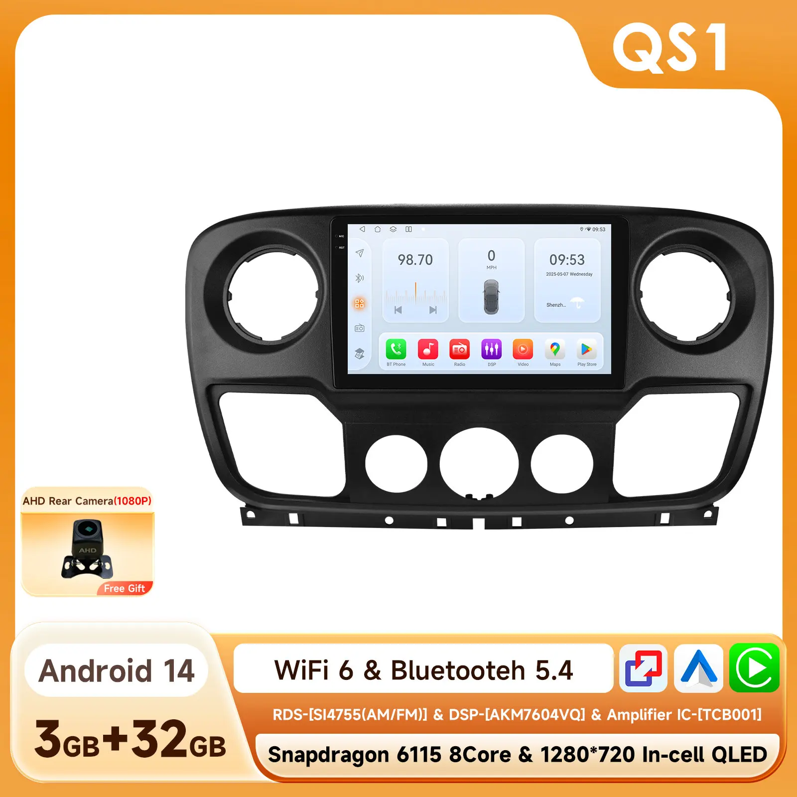 Android 14 autoradio voor Renault Master III 3 Nissan NV400 Opel Movano 2010-2021 Intelligente Carplay Auto Multimedia GPS 4G 6115
