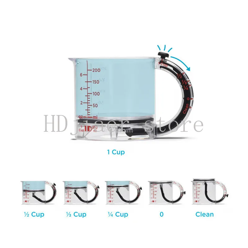 

Integrated adjustable measuring cup