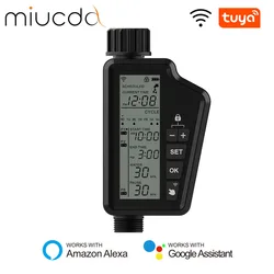 MIUCDA-Temporizador de Rega Inteligente, Irrigação Automática, App Controle Remoto, Funciona com Alexa, Google Home, Gramado ao Ar Livre, Tuya, WiFi