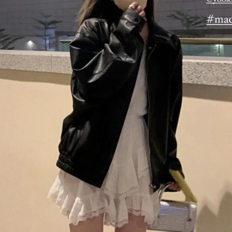 

Кожаная куртка в американском стиле ретро для женщин, короткий топ на осень, новая модная и универсальная кожаная куртка