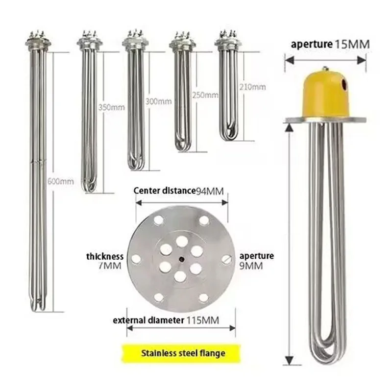 Bright 48V 120V 220V Titanium Electric Flange Heating Element Water Tank Immersion Heater Element