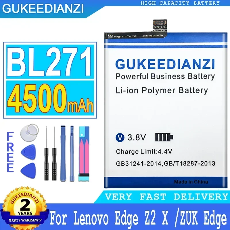 Аккумулятор GUKEEDIANZI BL271 для Lenovo Edge, Z2 X, ZUK Edge Z2151, аккумулятор большой мощности, 4500 мАч