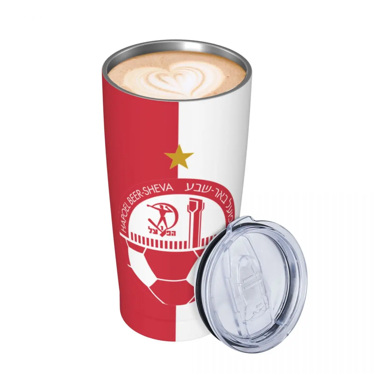 Hapoel Beer Sheva Insulated Tumbler, 20oz Tumbler with Lids and Straws Stainless Steel Vacuum Travel Mug Coffee Cup