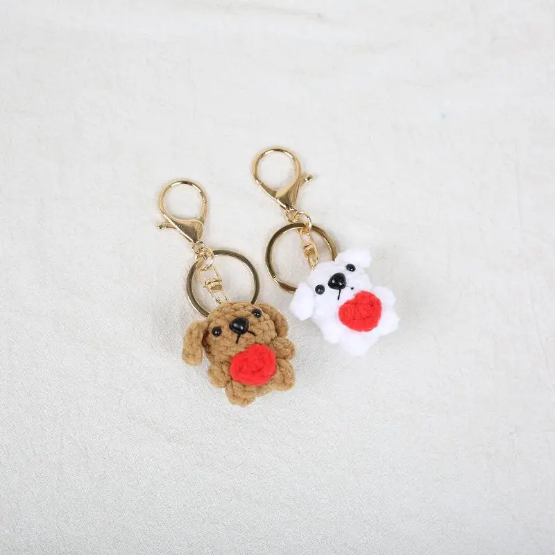 1 Stück Niedlicher Gehäkelter Mini-Hund Anhänger Handgefertigter Gewebter Tier-Schlüsselanhänger Gestrickter Welpen-Schlüsselring Liebenswertes Geschenk – Detail 1