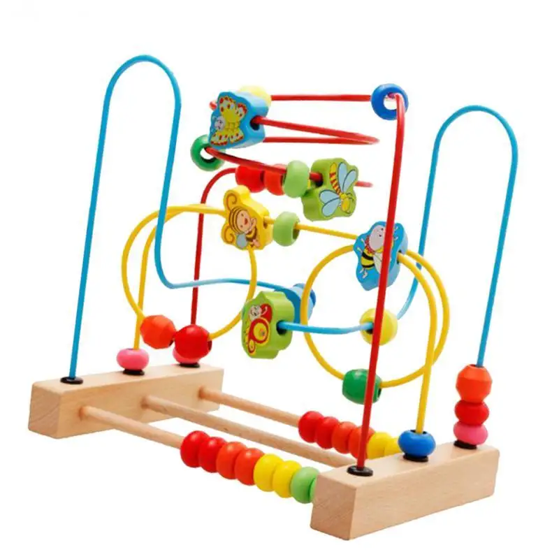 Wooden Math Toy Circles Classic Bead Maze Montessori Educational Toy for